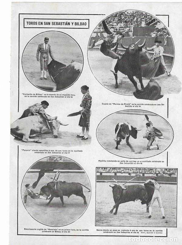 Coleccionismo de Revistas y Peri&oacute;dicos: 1912 HOJA REVISTA PLAZA DE TOROS TOREROS SAN SEBASTI&Aacute;N BILBAO COCHERITO PACORRO MANOLETE GAONA HIP&Oacute;L
