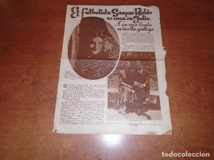 Colecionismo de Revistas e Jornais: RETAL PRENSA: BODA FUTBOL GASPAR RUBIO DEL REAL MADRID. SR. AZA&Ntilde;A. MYRTIE WATKINS