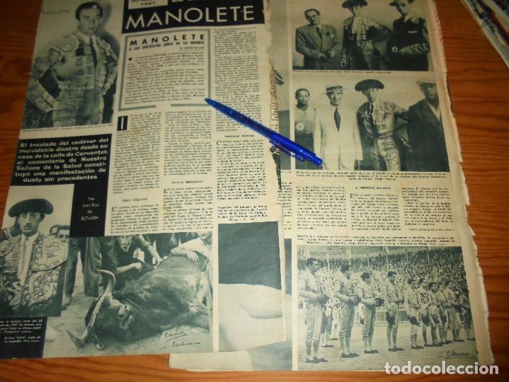 Coleccionismo de revistas y peri&oacute;dicos: RECORTE PRENSA : 30 DE AGOSTO 1947, ENTIERRO DE MANOLETE. DIGAME, AGOSTO, 1965
