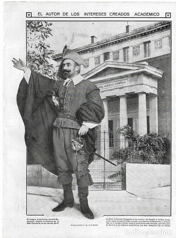 Coleccionismo de Revistas y Peri&oacute;dicos: 1912 HOJA REVISTA JACINTO BENAVENTE ELEGIDO ACAD&Eacute;MICO REAL ACADEMIA ESPA&Ntilde;OLA DE LA LENGUA