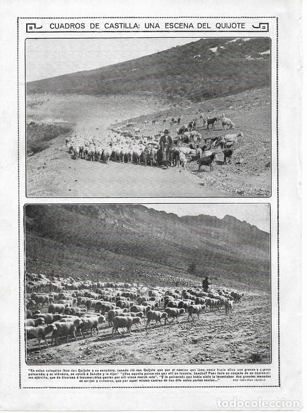 Coleccionismo de Revistas y Peri&oacute;dicos: 1912 HOJA REVISTA ESCENAS DE CASTILLA REBA&Ntilde;O OVEJAS PASTORES TRANSHUMANCIA EL QUIJOTE