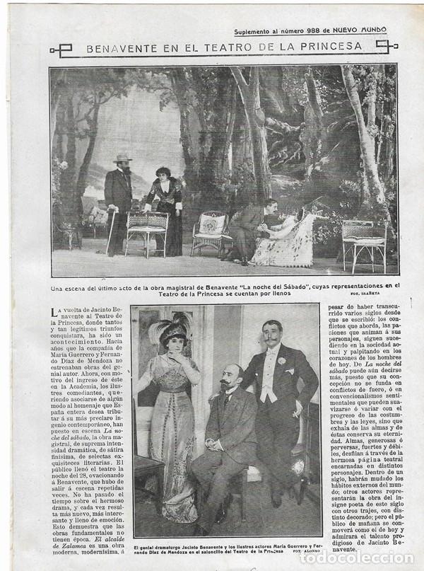 Coleccionismo de Revistas y Peri&oacute;dicos: 1912 HOJA REVISTA TEATRO DE LA PRINCESA JACINTO BENAVENTE MAR&Iacute;A GUERRERO FERNANDO D&Iacute;AZ DE MENDOZA