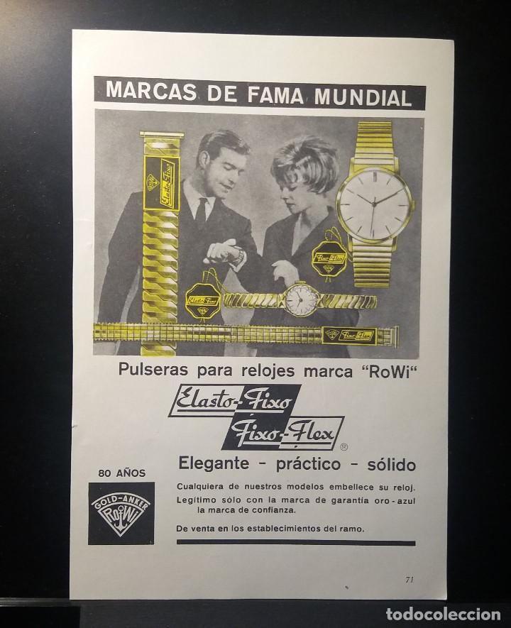 Coleccionismo de Revistas y Peri&oacute;dicos: Hoja Publicidad. Pulseras para Reloj Marca Rowi. (READERS DIGEST 1965)