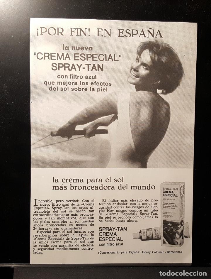 Coleccionismo de Revistas y Peri&oacute;dicos: Hoja Publicidad. Crema para el Sol Spray Tan. Crema Especial. (READERS DIGEST 1965)