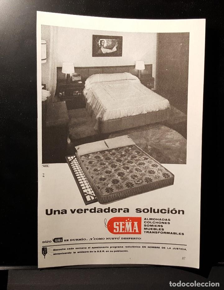 Coleccionismo de Revistas y Peri&oacute;dicos: Hoja Publicidad. Colchones y Almohadas SEMA. (READERS DIGEST 1965)