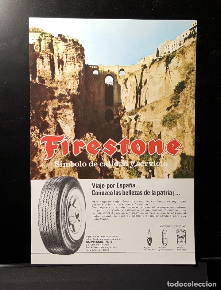 Coleccionismo de Revistas y Peri&oacute;dicos: Hoja Publicidad. cara 1: Productos Firestone. Cara 2: Agua Fontenova. (READERS DIGEST 1965)