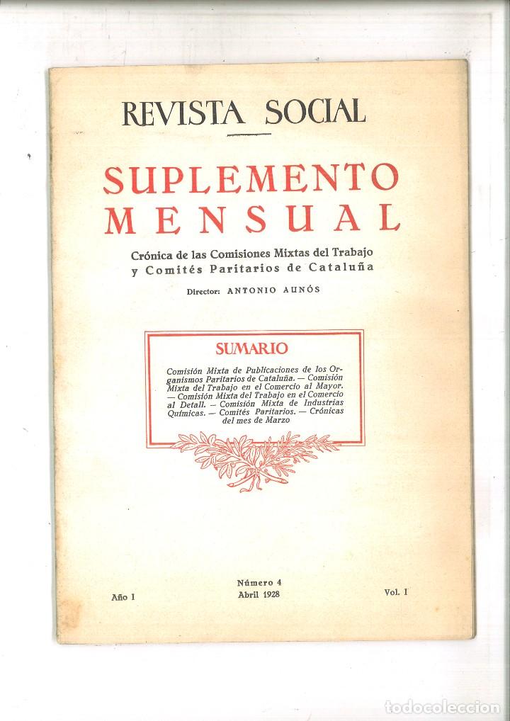Colecionismo de Revistas e Jornais: REVISTA SOCIAL. SUPLEMENTO MENSUAL. A&Ntilde;O I N&Uacute;MERO 4 VOL. I. ABRIL 1928. Antonio Aun&oacute;s (Director).