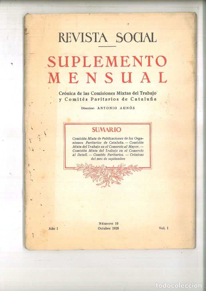 Colecionismo de Revistas e Jornais: REVISTA SOCIAL. SUPLEMENTO MENSUAL. A&Ntilde;O I N&Uacute;MERO 10 VOL. I. OCTUBRE 1928. Antonio Aun&oacute;s (Director).