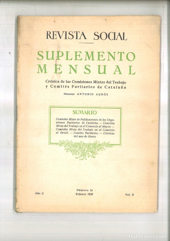 Colecionismo de Revistas e Jornais: REVISTA SOCIAL. SUPLEMENTO MENSUAL. A&Ntilde;O II N&Uacute;MERO 14 VOL.II. FEBRERO 1929. Antonio Aun&oacute;s (Director).