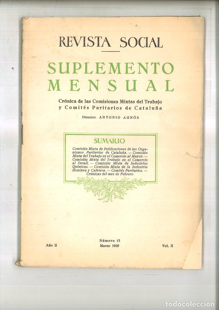 Sammeln von Zeitschriften und Zeitungen: REVISTA SOCIAL. SUPLEMENTO MENSUAL. A&Ntilde;O II N&Uacute;MERO 15 VOL. II. MARZO 1929. Antonio Aun&oacute;s (Director)