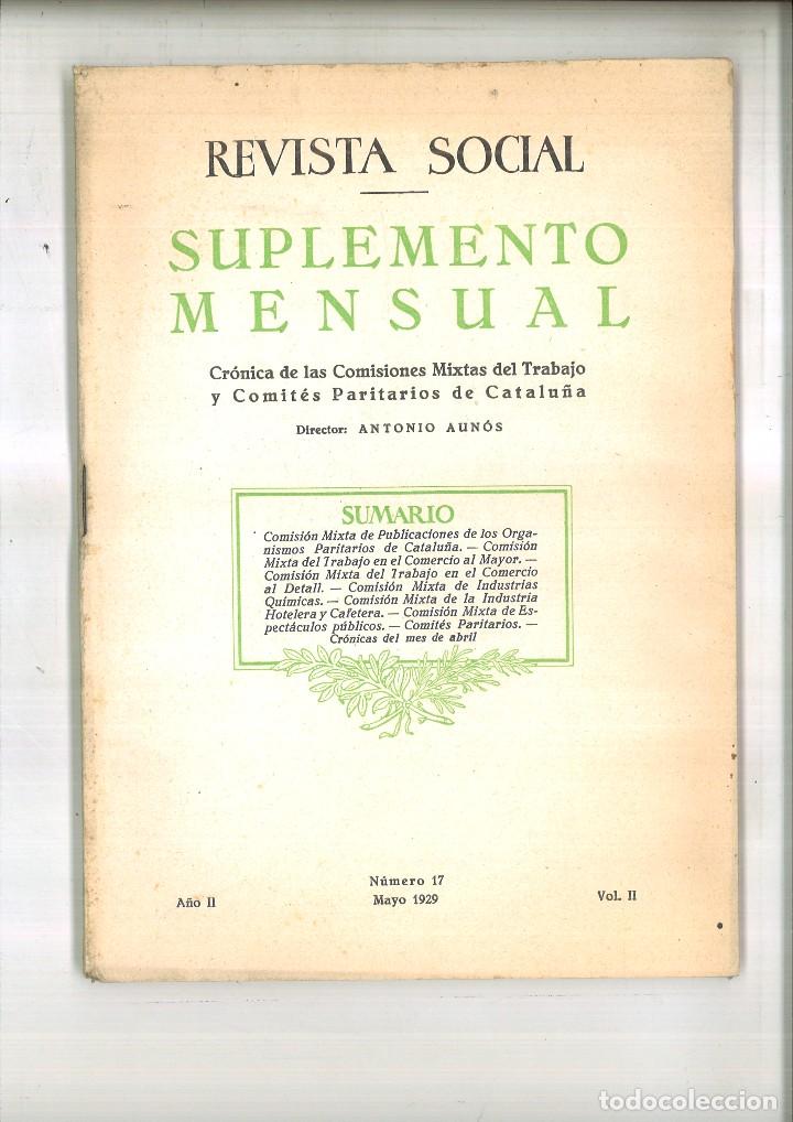 Colecionismo de Revistas e Jornais: REVISTA SOCIAL. SUPLEMENTO MENSUAL. A&Ntilde;O II N&Uacute;MERO 17 VOL. II. MAYO 1929. Antonio Aun&oacute;s (Director).