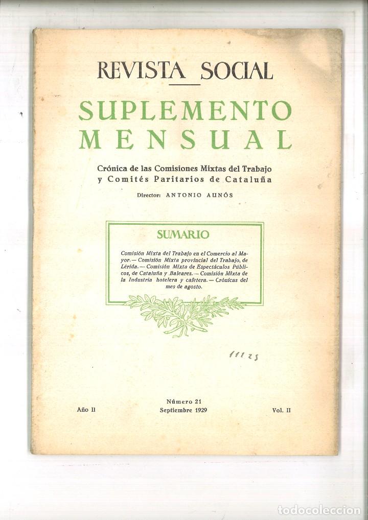 Colecionismo de Revistas e Jornais: REVISTA SOCIAL. SUPLEMENTO MENSUAL.A&Ntilde;OII N&Uacute;MERO 21 VOL.II. SEPTIEMBRE 1929. Antonio Aun&oacute;s (Director)