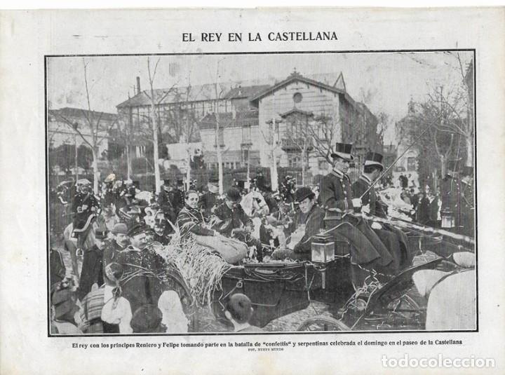 Collectionnisme de Revues et Journaux: 1906 HOJA REVISTA MADRID PASEO DE LA CASTELLANA CARNAVAL CARROZA REY ALFONSO XIII BATALLA CONFETTIS