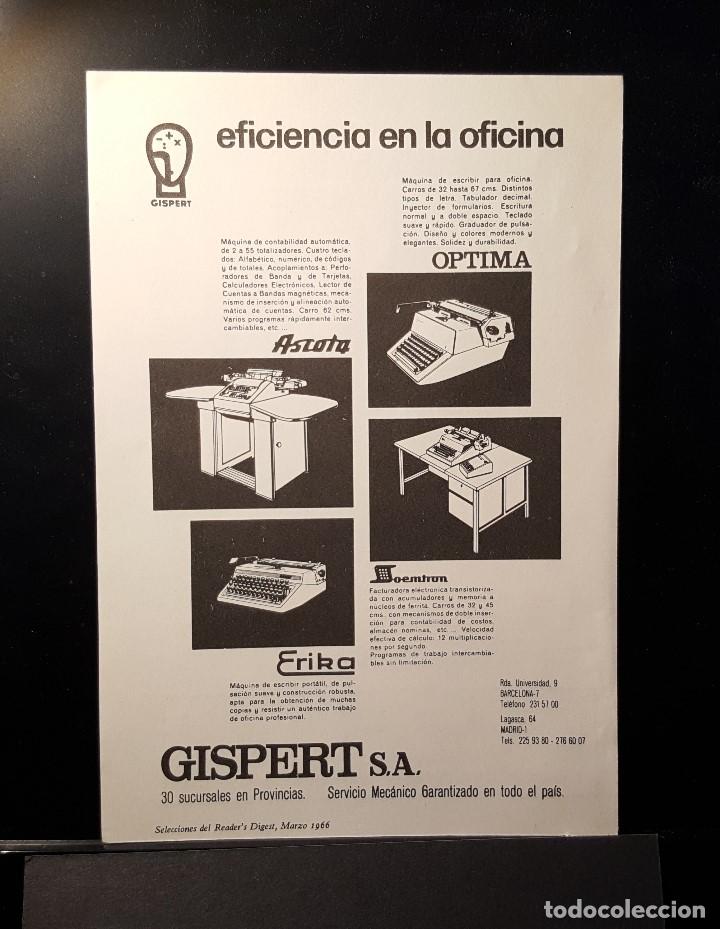 Coleccionismo de Revistas y Peri&oacute;dicos: Hoja Publicidad. Maquinas Oficina .(READERS DIGEST 1966)