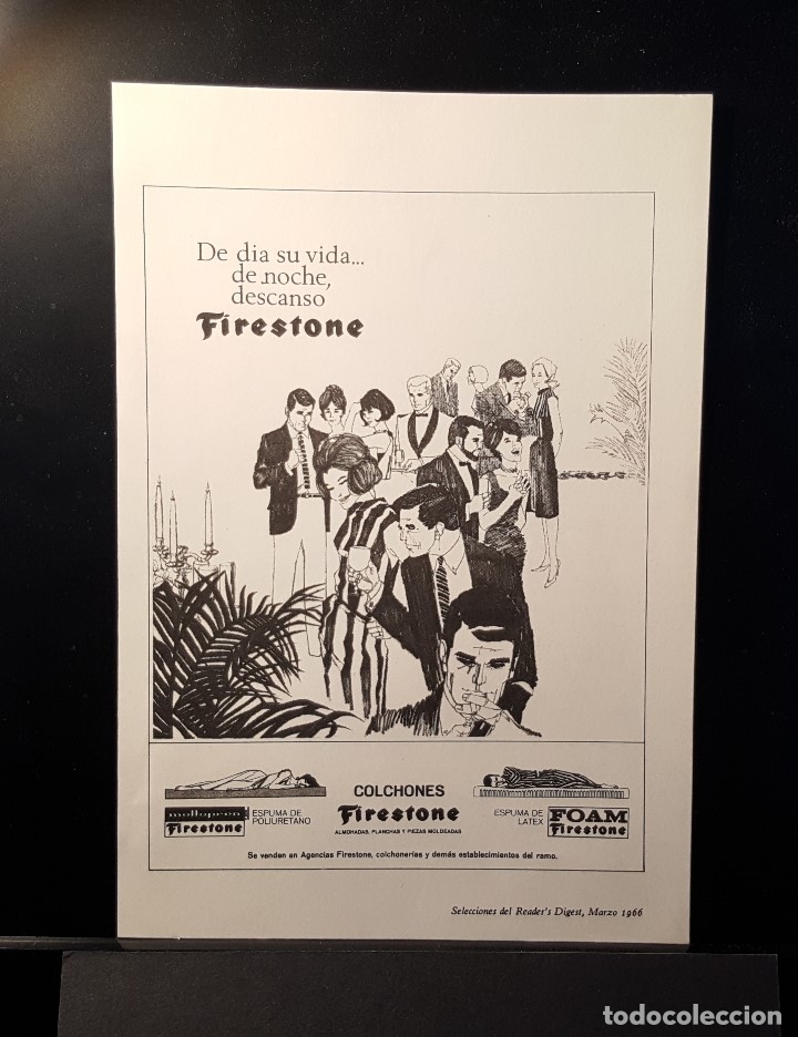 Coleccionismo de Revistas y Peri&oacute;dicos: Hoja Publicidad. Colchones de Espuma de Poliuretano Firestone.(READERS DIGEST 1966)