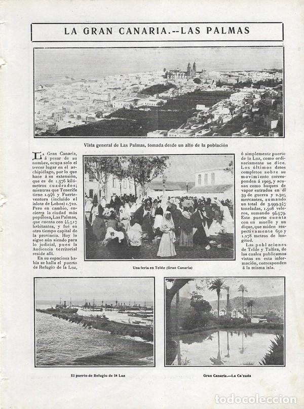 Collectionnisme de Revues et Journaux: 1906 HOJA REVISTA LA GRAN CANARIA LAS PALMAS FERIA EN TELDE PUERTO REFUGIO DE LA LUZ LA CALZADA
