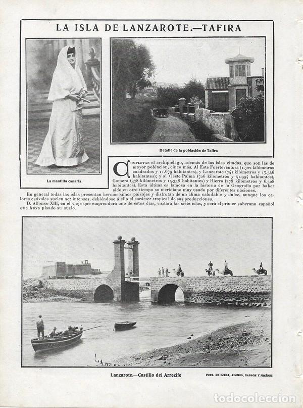 Collectionnisme de Revues et Journaux: 1906 HOJA REVISTA ISLAS CANARIAS LA ISLA DE LANZAROTE TAFIRA - CASTILLO DEL ARRECIFE - MANTILLA