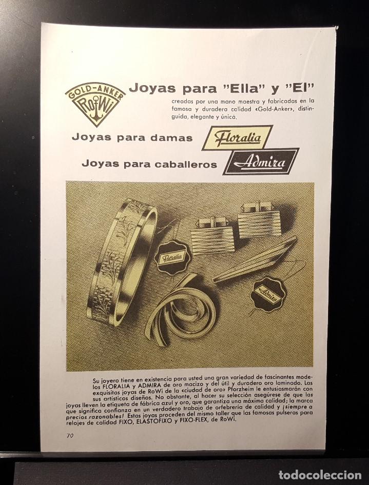Coleccionismo de Revistas y Peri&oacute;dicos: Hoja Publicidad. Joyeria para Damas Floralia y para caballeros Admira.(READERS DIGEST 1965)