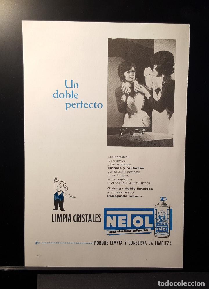 Coleccionismo de Revistas y Peri&oacute;dicos: Hoja Publicidad. Cara 1: Limpia Cristales Netol. Cara 2: Planchas Westinghous. (READERS DIGEST 1965)