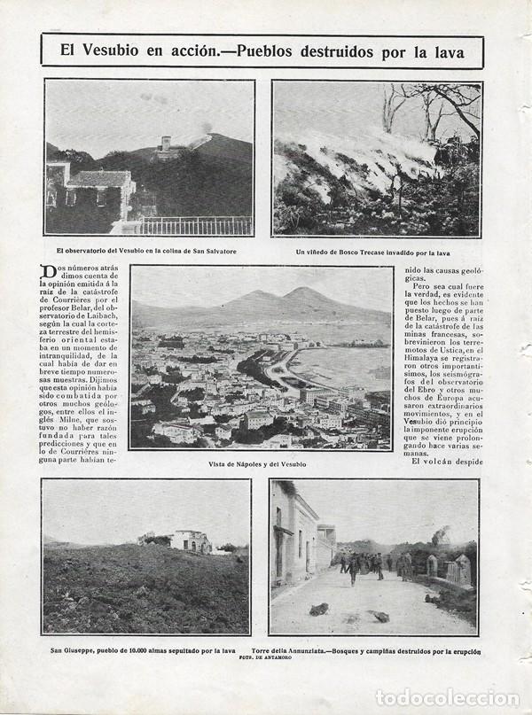 Collectionnisme de Revues et Journaux: 1906 HOJA REVISTA ITALIA SICILIA ERUPCI&Oacute;N VESUBIO SAN SALVATORE BOSCO TRECASE N&Aacute;POLES SAN GIUSEPPE