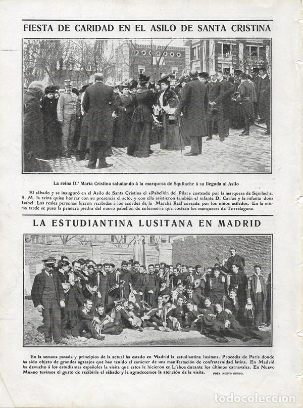 Collectionnisme de Revues et Journaux: 1906 HOJA REVISTA MADRID FIESTA CARIDAD ASILO DE SANTA CRISTINA REINA MAR&Iacute;A MARQUESA DE SQUILACHE