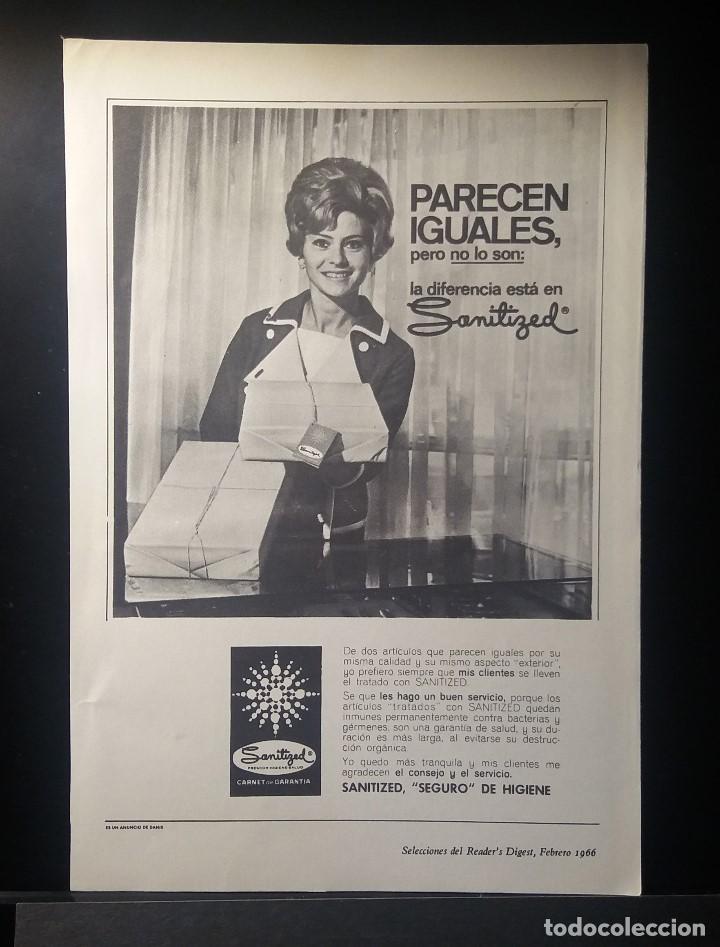 Coleccionismo de Revistas y Peri&oacute;dicos: Hoja Publicidad. Sanitized. Seguro de Higiene. (READERS DIGEST 1966)