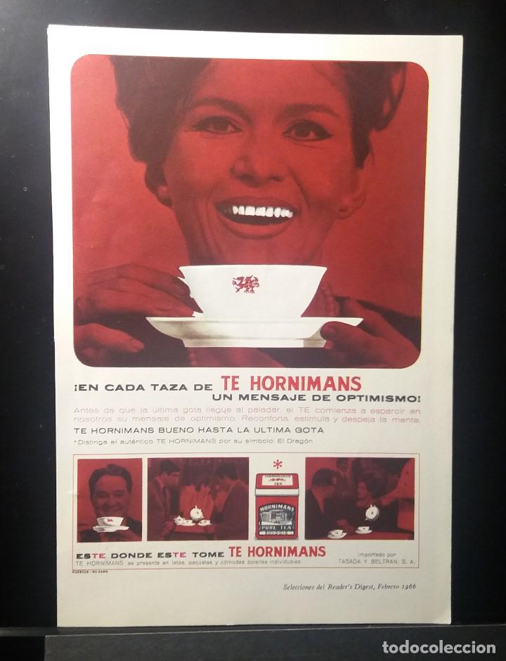 Coleccionismo de Revistas y Peri&oacute;dicos: Hoja Publicidad. Cara 1: Te Hornimans. Cara 2: Coca Cola. (READERS DIGEST 1966)