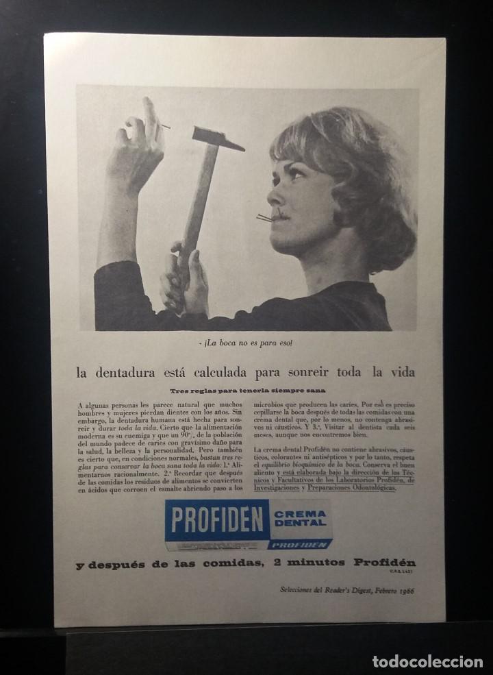 Coleccionismo de Revistas y Peri&oacute;dicos: Hoja Publicidad. Crema Dental Profiden. (READERS DIGEST 1966)