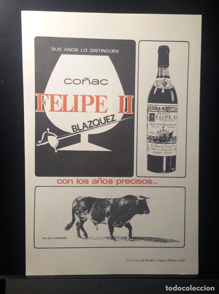 Coleccionismo de Revistas y Peri&oacute;dicos: Hoja Publicidad. Co&ntilde;ac Felipe II. Con los A&ntilde;os Precisos.  (READERS DIGEST 1966)
