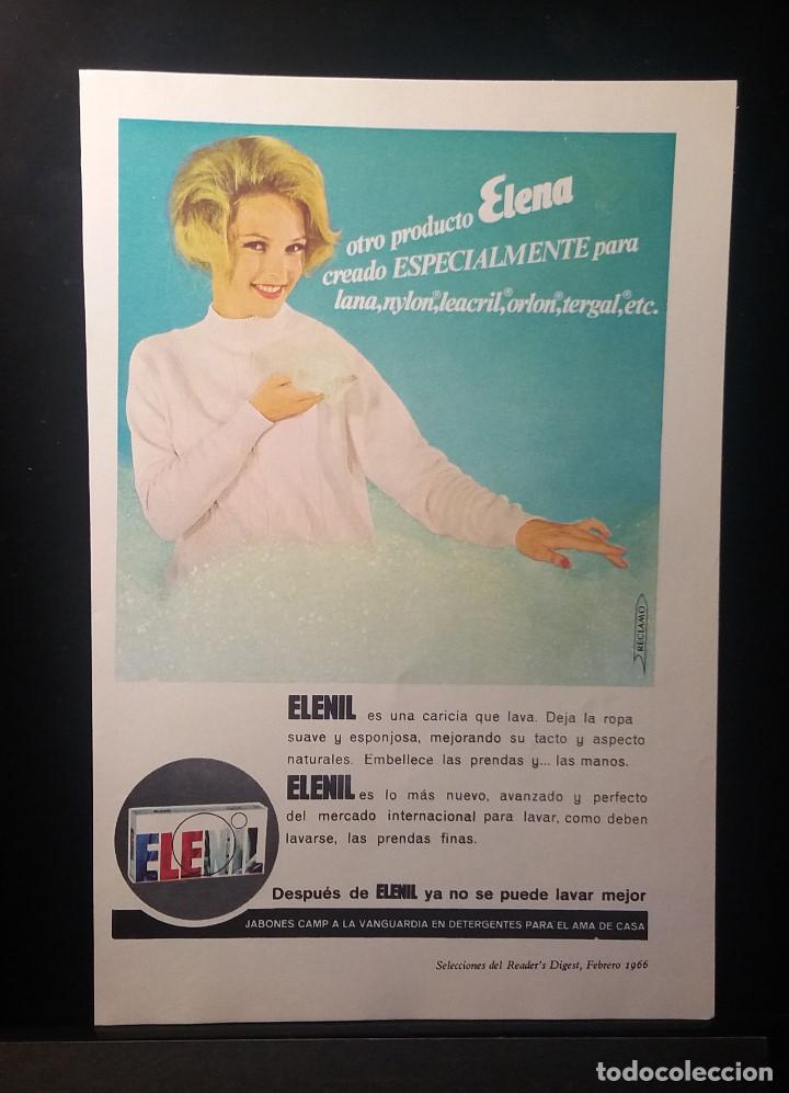 Coleccionismo de Revistas y Peri&oacute;dicos: Hoja Publicidad.Cara 1: Detergente Elenil. Cara 2: Pre Shave Floid. (READERS DIGEST 1966)