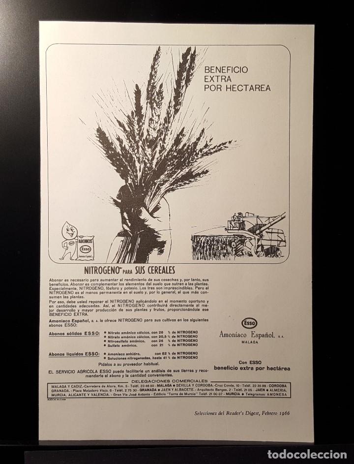 Coleccionismo de Revistas y Peri&oacute;dicos: Hoja Publicidad. Nitrogeno para sus Cereales Esso. (READERS DIGEST 1966)