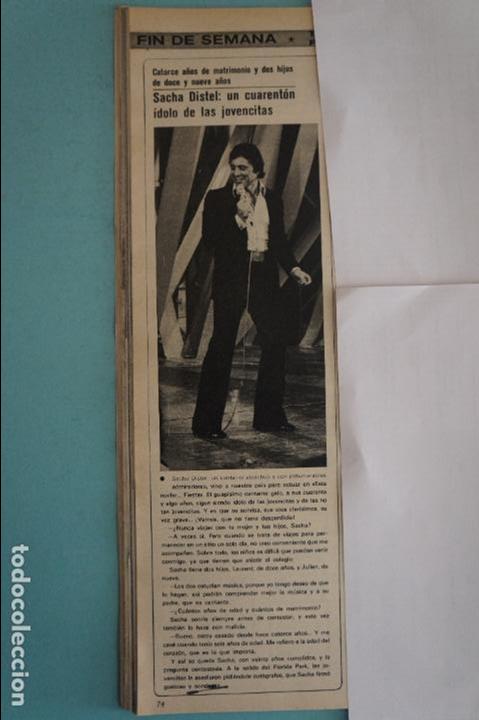 Coleccionismo de Revistas y Peri&oacute;dicos: RECORTE REPORTAJE CLIPPING DE SACHA DISTEL REVISTA SEMANA N&ordm; 1935 PAG 74