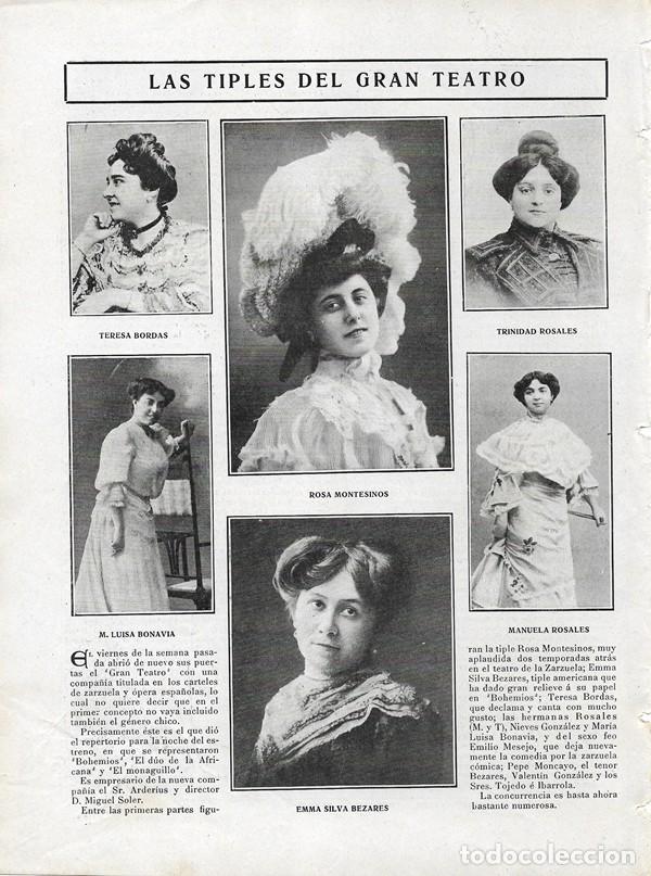 Sammeln von Zeitschriften und Zeitungen: 1906 HOJA REVISTA MADRID TIPLES DEL GRAN TEATRO ROSA MONTESINOS SILVA BEZARES TERESA BORDAS
