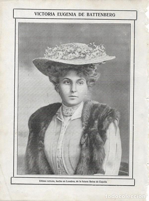 Collezionismo di Riviste e Giornali: 1906 HOJA REVISTA RETRATO PRINCESA VICTORIA EUGENIA DE BATTENBERG FUTURA REINA DE ESPA&Ntilde;A