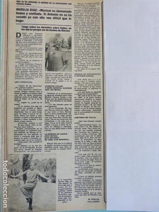 Coleccionismo de Revistas y Peri&oacute;dicos: RECORTE REPORTAJE CLIPPING DE MARUJA DIAZ REVISTA SEMANA N&ordm; 1947 PAG 38