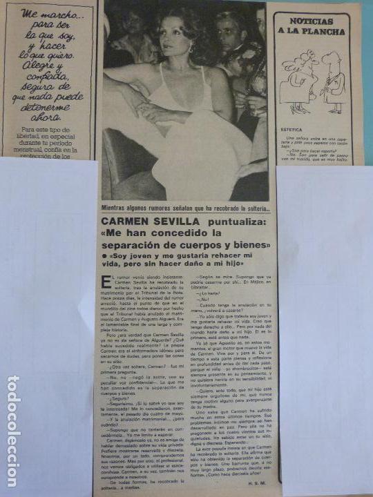 Coleccionismo de Revistas y Peri&oacute;dicos: RECORTE REPORTAJE CLIPPING DE CARMEN SEVILLA REVISTA SEMANA N&ordm; 1946 PAG 7