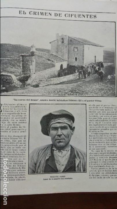 Collezionismo di Riviste e Giornali: EL CRIMEN DEL ERMITA&Ntilde;O BIBIANO GIL EN CIFUENTES LA CUEVA DEL BEATO GUADALAJARA 3 HOJAS REVISTA 1905