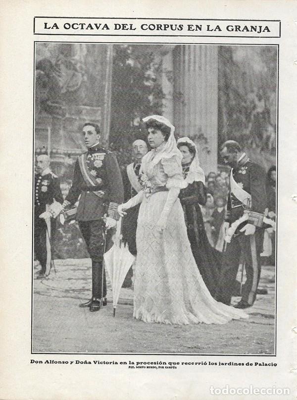 Sammeln von Zeitschriften und Zeitungen: 1906 HOJA REVISTA SEGOVIA LA GRANJA PROCESI&Oacute;N DEL CORPUS REY ALFONSO XIII REINA VICTORIA JARDINES