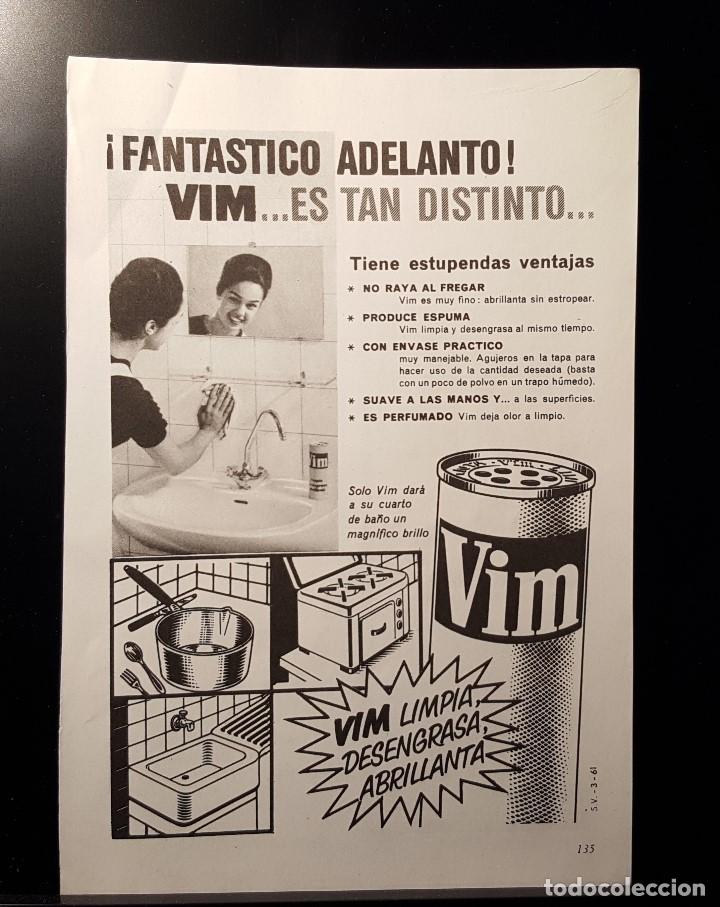 Coleccionismo de Revistas y Peri&oacute;dicos: Hoja Publicidad. Cara 1: Limpiador Vim. Cara 2: Agenda Succes. (READERS DIGEST 1963)