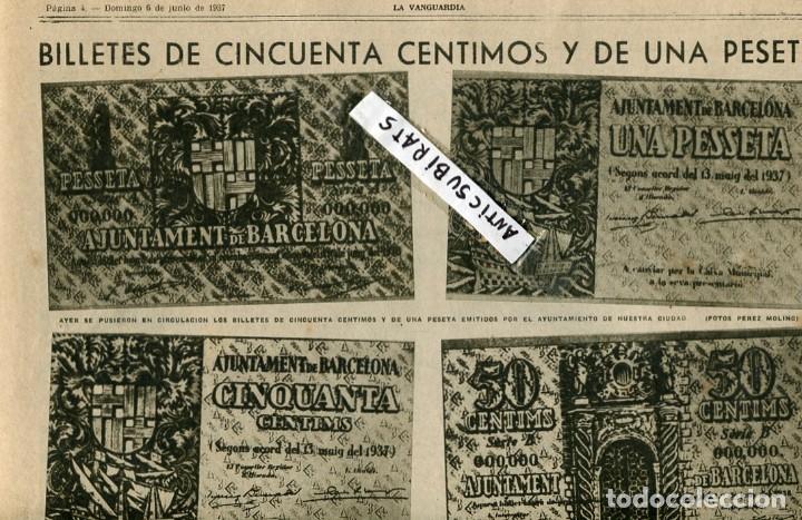 Collection Magazines and Newspapers: VANGUARDIA 1937 PAPEL MONEDA BILLETES EMITIDOS POR EL AYUNTAMIENTO DE BARCELONA GUERRA CIVIL