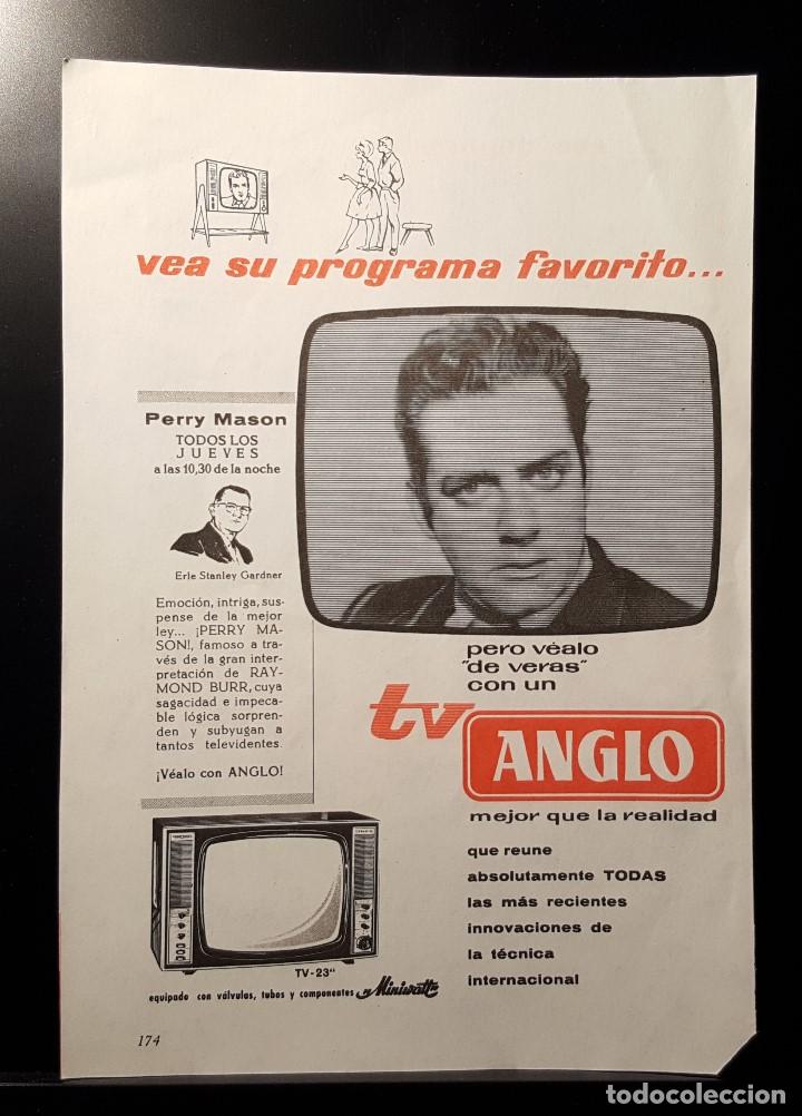 Coleccionismo de Revistas y Peri&oacute;dicos: Hoja Publicidad. Televisor Anglo. Para ver su Programa Favorito. (READERS DIGEST 1963)