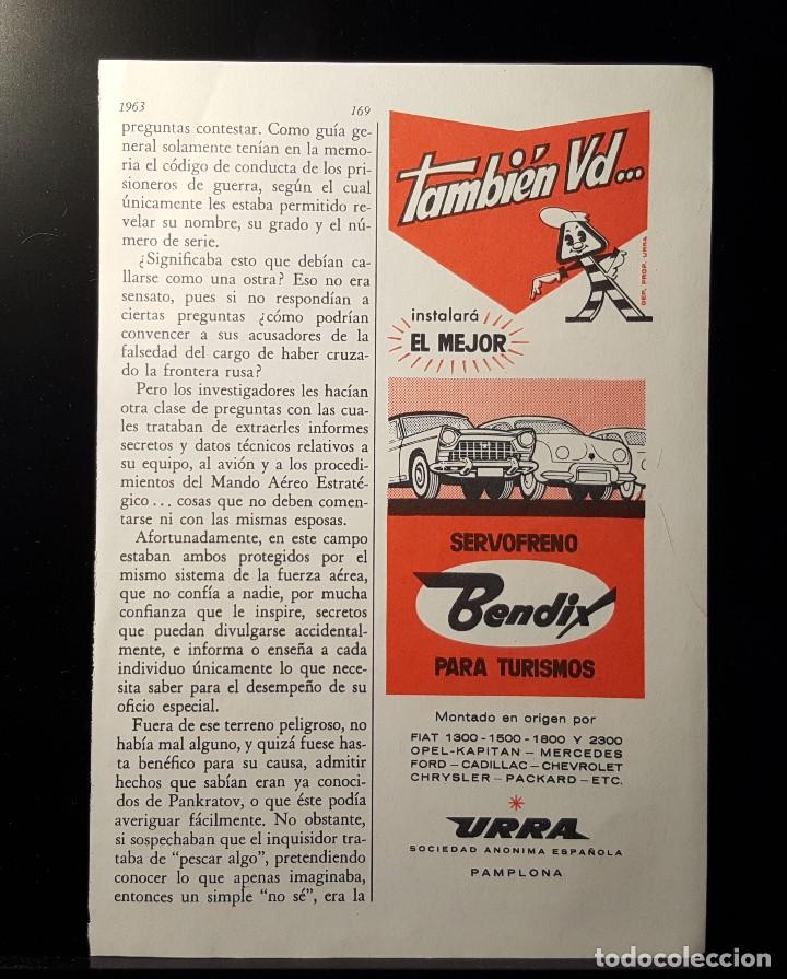 Coleccionismo de Revistas y Peri&oacute;dicos: Hoja Publicidad. Servofreno Bendix para Turismos. URRA. (READERS DIGEST 1963)