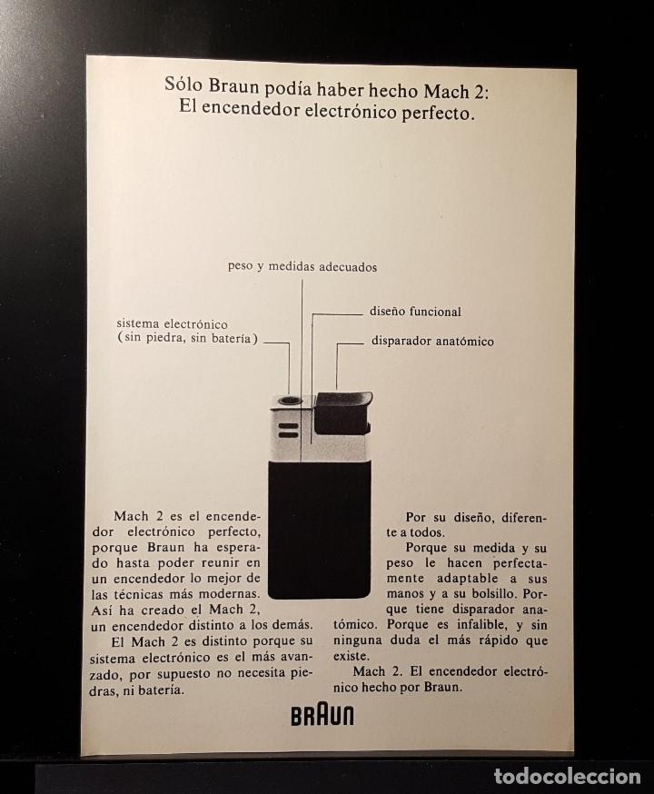 Coleccionismo de Revistas y Peri&oacute;dicos: Hoja Publicidad. Encendedor Electronico Mach 2. Braun. READERS DIGEST 1972)