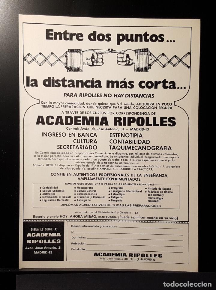 Coleccionismo de Revistas y Peri&oacute;dicos: Hoja Publicidad. Academia Ripolles. READERS DIGEST 1972)