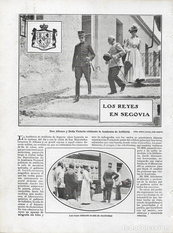 Sammeln von Zeitschriften und Zeitungen: 1906 HOJA REVISTA MADRID SEGOVIA ACADEMIA DE ARTILLER&Iacute;A REY ALFONSO XIII REINA VICTORIA