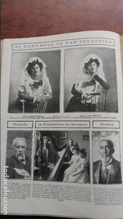 Collezionismo di Riviste e Giornali: LA FILARMONICA DE ZARAGOZA REINAS DEL CARNAVAL DE SAN SEBASTIAN 2 HOJAS A&Ntilde;O 1909