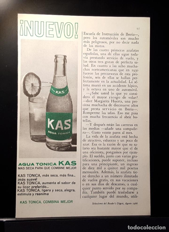 Coleccionismo de Revistas y Peri&oacute;dicos: Hoja Publicidad. Agua Tonica Kas. Combina Mejor. READERS DIGEST 1966)