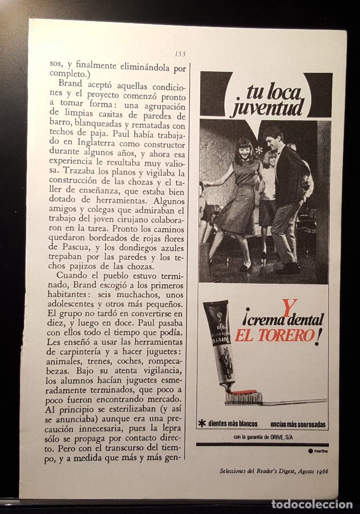 Coleccionismo de Revistas y Peri&oacute;dicos: Hoja Publicidad. Crema dental El Torero. Con la Grantia de Orive S.A. READERS DIGEST 1966)