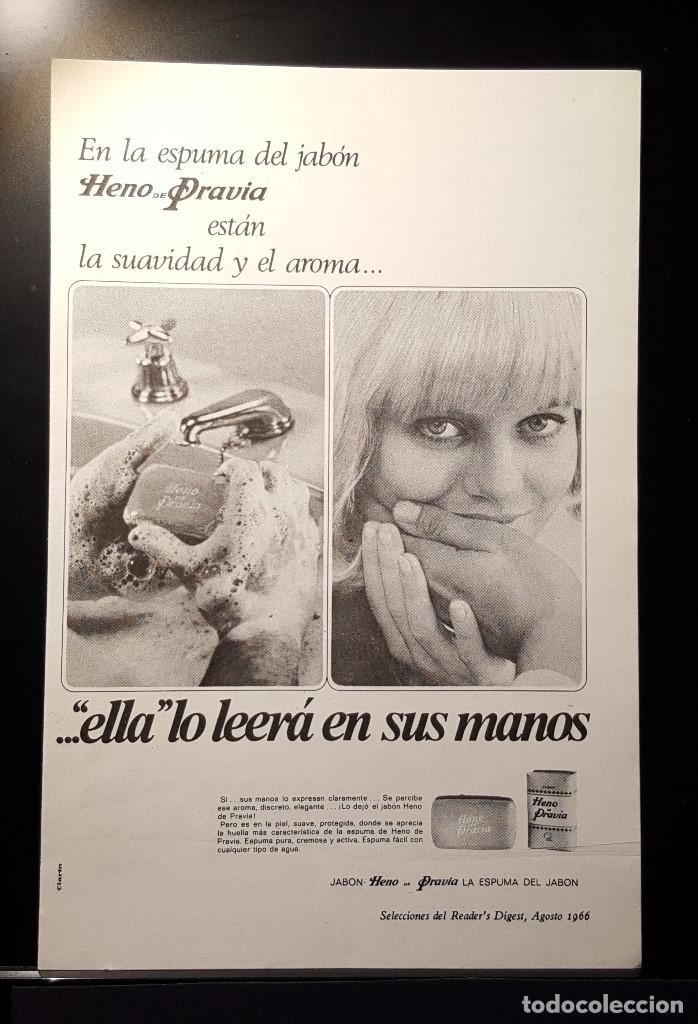 Coleccionismo de Revistas y Peri&oacute;dicos: Hoja Publicidad. Jabon Heno de Pravia. Espuma, Suavidad y Aroma. READERS DIGEST 1966)
