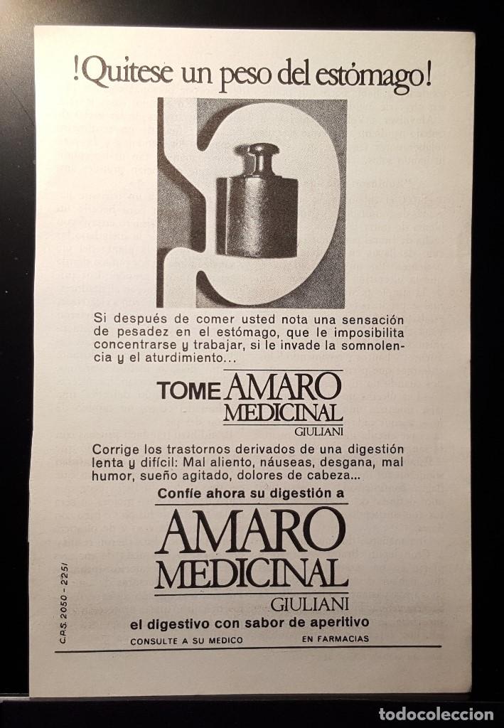 Coleccionismo de Revistas y Peri&oacute;dicos: Hoja Publicidad. Amaro Medicinal. Quitese un Peso del Estomago. READERS DIGEST 1966)